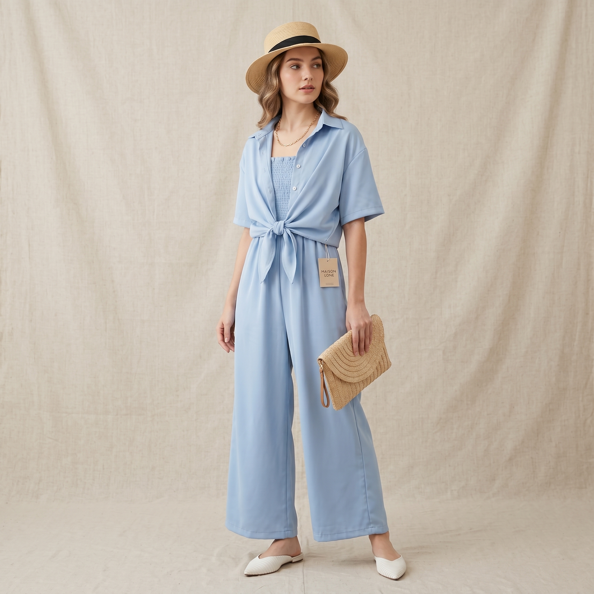 wide leg jumpsuit two piece set